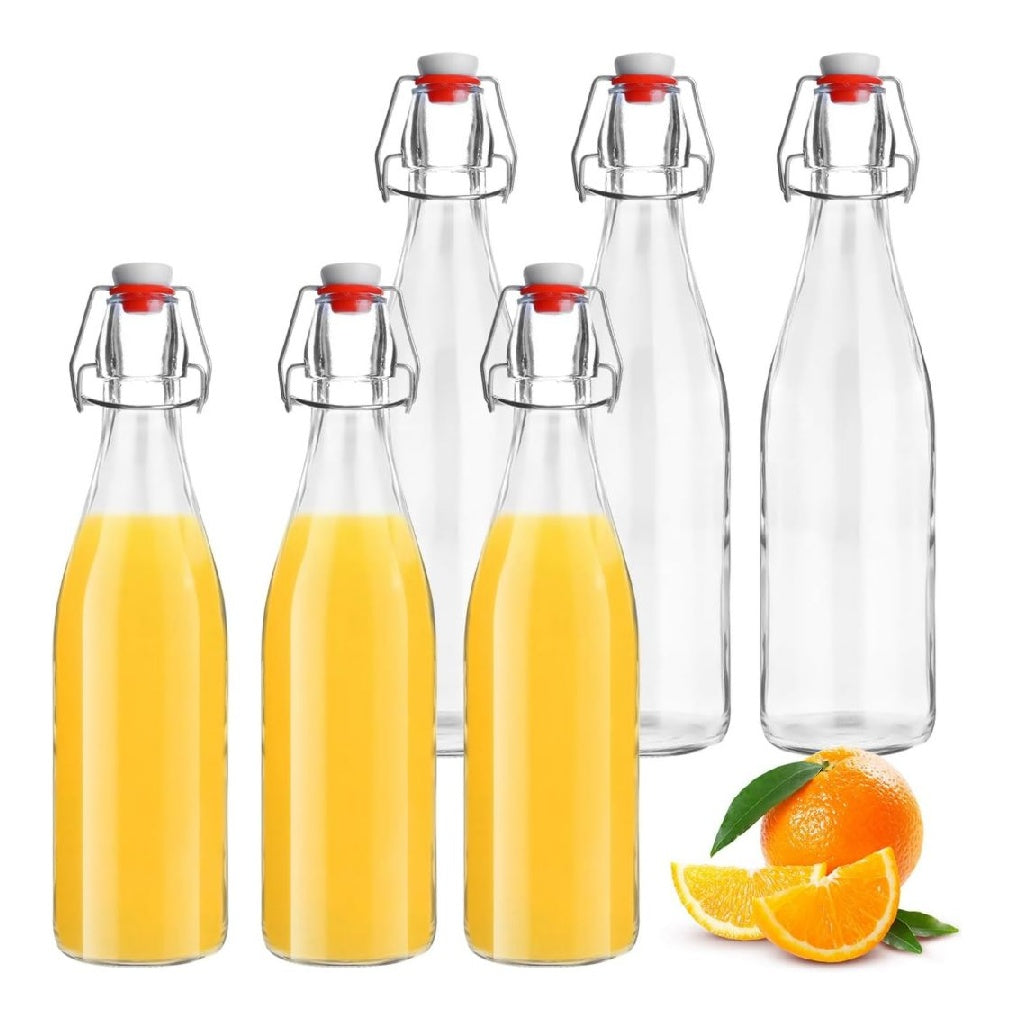 6 du Lot Bouteille Verre 500ml Bouteille dans Verre avec Bouchon M¨¦canique 500ml Bouteille en Verre avec Bouchon Bouteille Vide Verre destin¨¦ ¨¤ Liqueurs Huile Vinaigrette Bi¨¨re Jus sirop