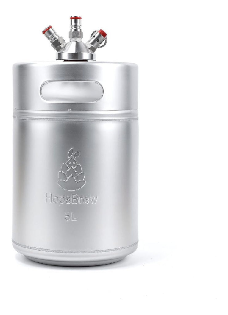 Edelstahl 304 Mini Keg Growler 5L Standard Silber mit Speer