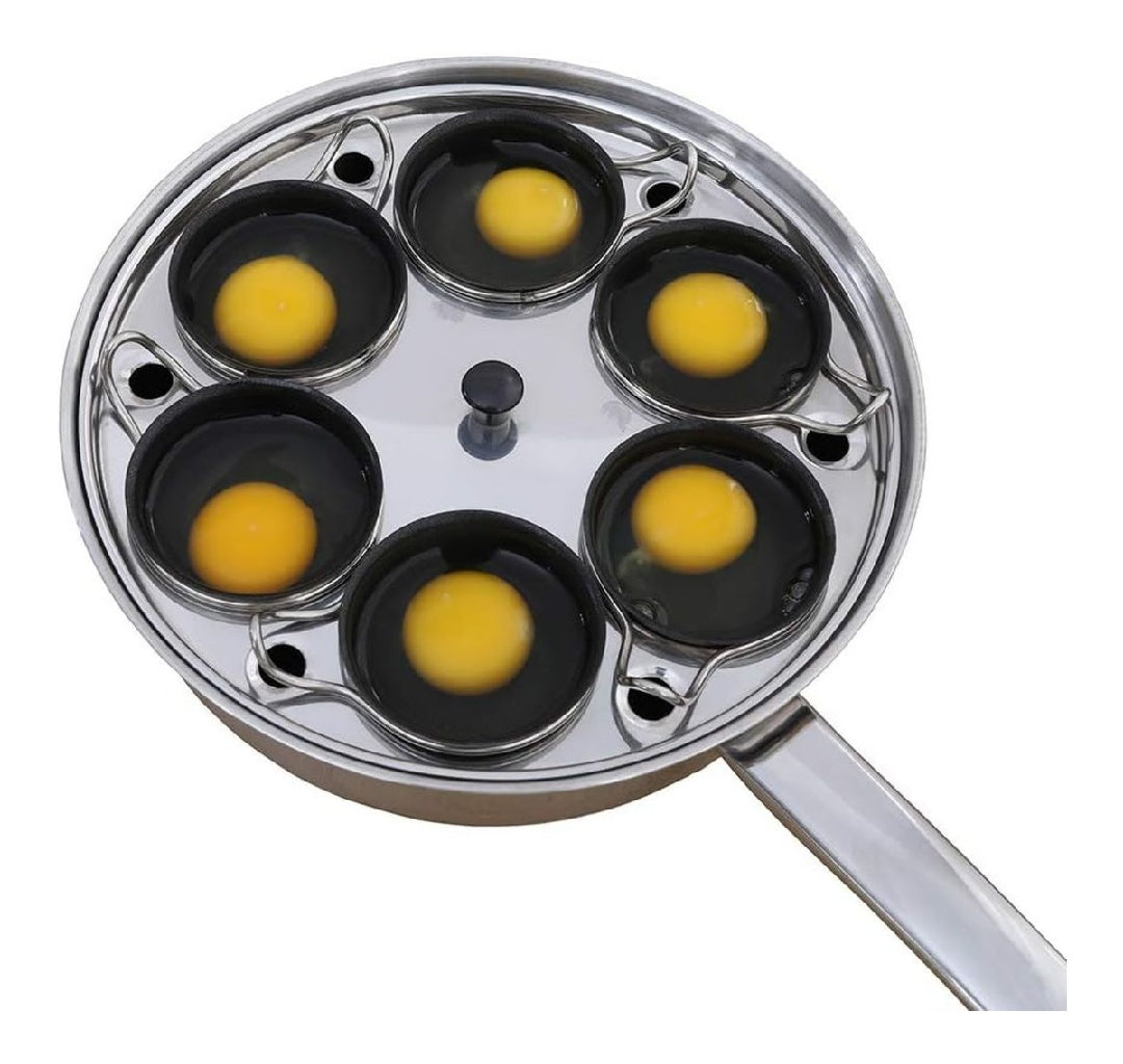 ¨¤ ?ufs Pocheuse 6 Tasses Cuisini¨¨re en Acier Inoxydable pour Table du Cuisson ¨¤ Induction Batterie de Cuisine Avec 4 Grandes Tasses Antiadh¨¦sives Sans PFOA ainsi que Spatule en Silicone