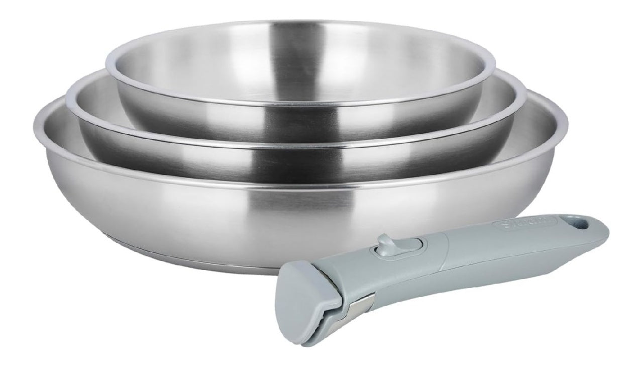 Lot 716942 Sitram de 3 Po¨ºles 100 Acier Inoxydable ARPEGE ? 202428 cm Ext Miroir Cuisine saine car SANS Rev¨ºtement Antiadh¨¦sif nocif manche amovible SITRAMOVIBLE Tous feux dont Induction